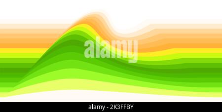 Abstract striped pattern with yellow green and orange perturbation on white background. Flowing vector graphic template Stock Vector