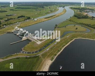 Amerongen weir and lock complex is a hydraulic work of art in the Netherlands. Including a hydroelectric power station on the Lower Rhine and fish Stock Photo