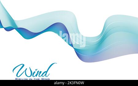 Ribbon in the wind. Abstract blue and green wavy tape on white background. Vector pattern Stock Vector