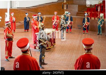 Janissary Band 'Mehter Takımı', world’s oldest military band daily performance in Istanbul, Askeri Müse, Istanbul Military Museum, Turkey Stock Photo