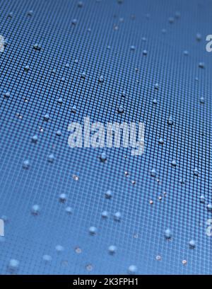 Raindrops on mesh screen Stock Photo