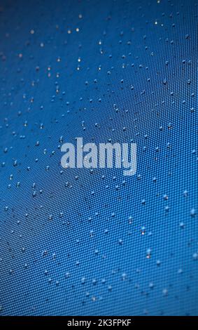 Raindrops on mesh screen Stock Photo