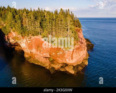 Beautiful sunset view of St Martins Sea Caves at Fundy national park Canada from above Stock Photo