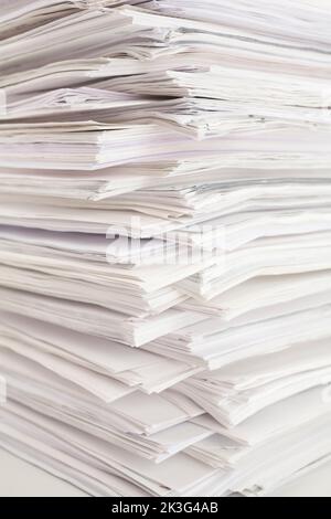 Stacked white paper sheet office documents. Stock Photo