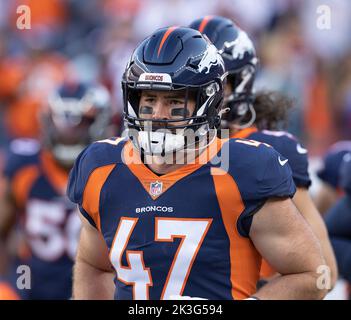 Carson, CA. 18th Nov, 2018. Los Angeles Chargers running back Austin Ekeler  #30 after a catch straight arming Denver Broncos inside linebacker Josey  Jewell #47 during the NFL Denver Broncos vs Los