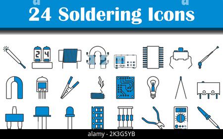 Soldering Icon Set. Editable Bold Outline With Color Fill Design ...