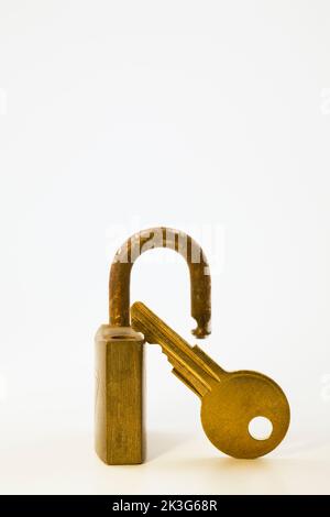 unlocked padlock on white background with clipping path Stock Photo - Alamy