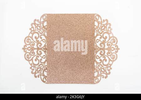 Elegant wedding stationery set. Templates for wedding invitations, congratulations, postcard. Flat lay, top view, copy space. Stock Photo