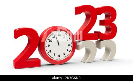 2022 2023 Change With Clock Dial Represents Coming New Year 2023 Three Dimensional Rendering 3d Illustration 2k3g6n0 