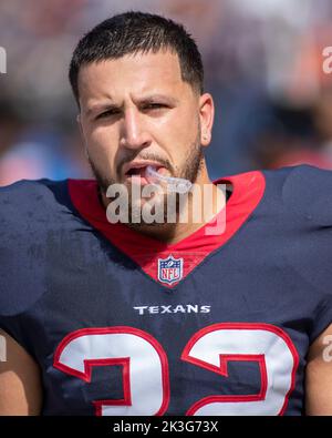 CHICAGO, IL - SEPTEMBER 25: Houston Texans safety Jalen Pitre (5) catches  an interception during a game between the Houston Texans and the Chicago  Bears on September 25, 2022 at Soldier Field