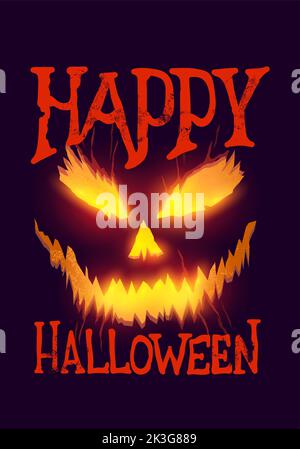 Happy halloween glowing Jack O Lantern pumpkin face. Vector illustration Stock Vector