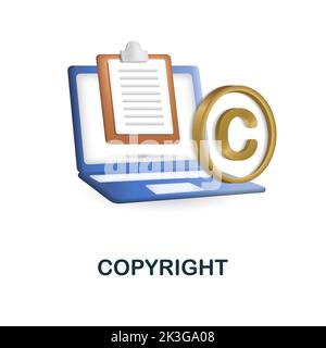 Copyright icon. 3d illustration from content marketing collection. Creative Copyright 3d icon for web design, templates, infographics and more Stock Vector