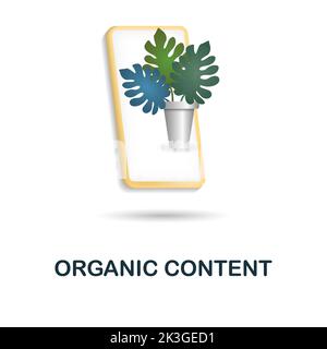 Organic Content icon. 3d illustration from content marketing collection. Creative Organic Content 3d icon for web design, templates, infographics and Stock Vector