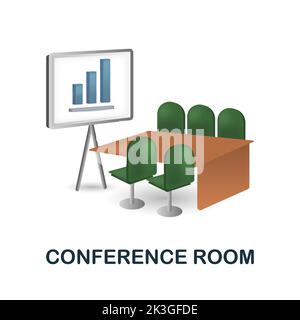 Conference Room icon. 3d illustration from corporate development collection. Creative Conference Room 3d icon for web design, templates, infographics Stock Vector
