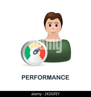 Performance icon. 3d illustration from company value collection. Creative Performance 3d icon for web design, templates, infographics and more Stock Vector