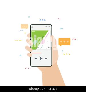 Hand and phone with audio Stock Vector