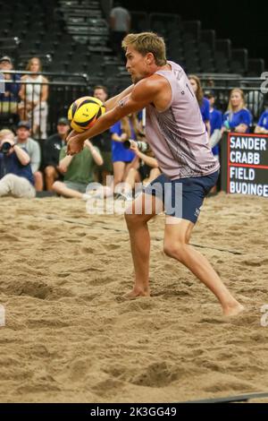 AVP championships took over Downtown Phoenix in the Footprint Center as both the men and women went to battle on the sand. The day saw the team of Lot Stock Photo