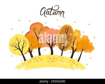 Autumn vector illustration. Set of abstract autumn trees. Card, poster design Stock Vector