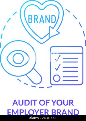 Audit of your employer brand blue gradient concept icon Stock Vector