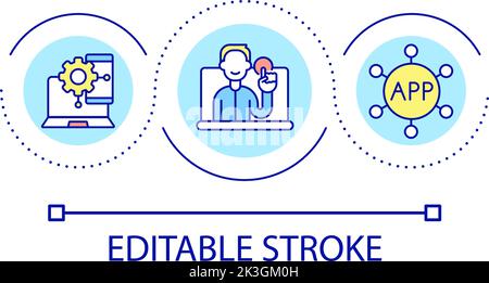 App development instructional video loop concept icon Stock Vector