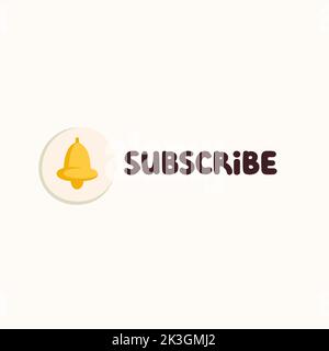Subscribe sticker for a social media, making a blog or vlog vector flat illustration. Set of cartoon icons for making internet content Stock Vector