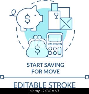 Start saving for move turquoise concept icon Stock Vector