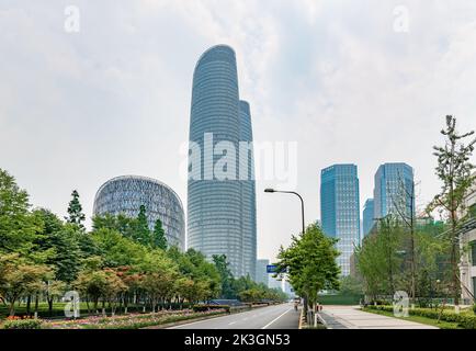 Street Scenery of Chengdu, Sichuan Province, China Stock Photo