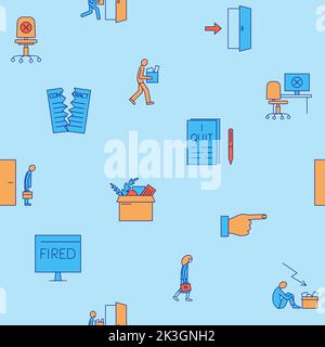 Job quit seamless pattern in line style. Repeatable background with ...