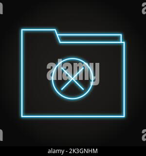 Folder with cross symbol neon icon. Crossed out personal file. Vector illustration. Stock Vector