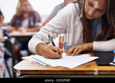 Working towards their future. students in a university classroom. Stock Photo