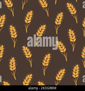 Seamless vector pattern with ears of wheat. Grain background for bakery products. Stock Vector