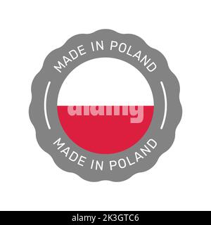 Made in Poland colorful vector badge. Label sticker with Polish flag. Stock Vector