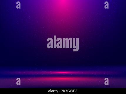 Abstract studio room blue and pink neon color glowing lighting effect with decoration dust background. Vector illustration Stock Vector