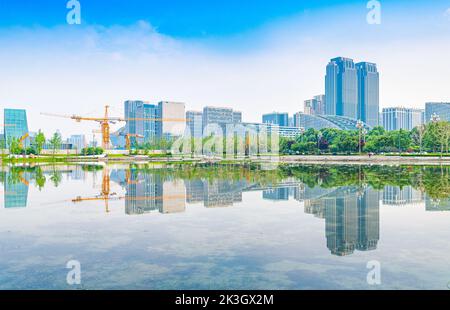 Scenery of Jiaozi Park, Chengdu, Sichuan, China Stock Photo