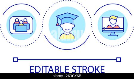 Distance school education loop concept icon Stock Vector