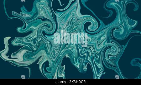 Abstract blue green and turquoise color liquid marble swirl texture background or wallpaper. Stock Photo