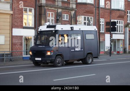 Ready for action. a solitary police van parked on a street. Stock Photo