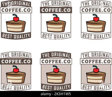 Cake and Cherry Icon with Text isolated on a White Background Stock Vector