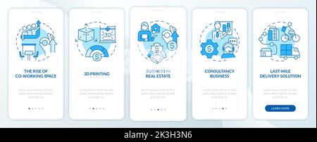 Future business trends blue onboarding mobile app screen Stock Vector
