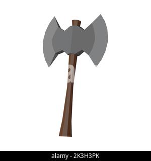 Wooden axe isolated on white background, metal axe with a handle made of wood Stock Vector