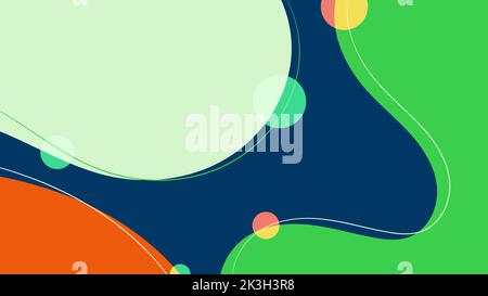 Abstract organic liquid shapes colorful with lines art circles pattern on blue background. Vector illustration Stock Vector