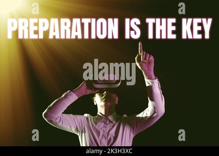 Handwriting text Preparation Is The Key. Word Written on action of making something ready for service or use Stock Photo