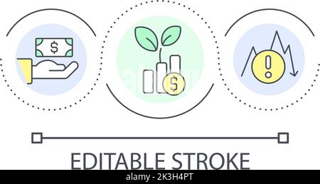 Investment pros and cons loop concept icon Stock Vector