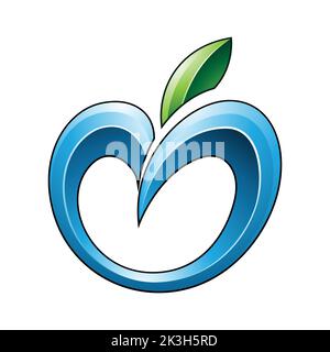 Apple Icon in Shades of Blue and Green isolated on a White Background Stock Vector