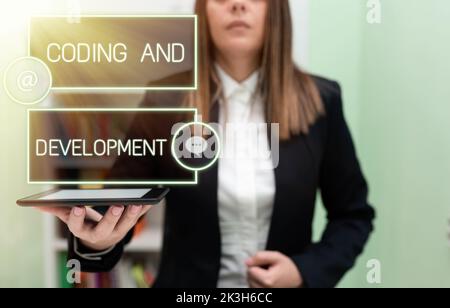 Conceptual caption Coding And Development. Word for Programming Building simple assembly Programs Stock Photo