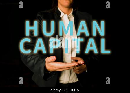 Text caption presenting Human Capital. Conceptual photo Intangible Collective Resources Competence Capital Education Stock Photo