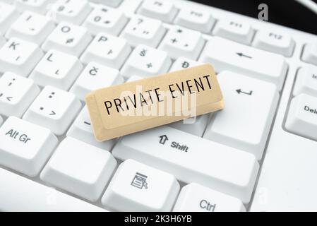Text caption presenting Private Event. Business overview Exclusive Reservations RSVP Invitational Seated Stock Photo