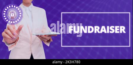 Text sign showing Fundraiser. Business concept person whose job or task is seek financial support for charity Stock Photo