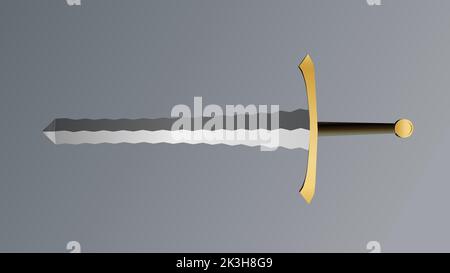 Metal Sword, straight swords, Asia sword, vector realistic sword isolated, vector illustration, Daggers and Knife Stock Vector