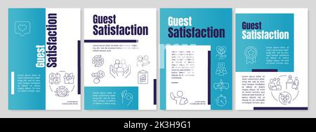 Satisfy guest in hospitality industry turquoise brochure template Stock Vector